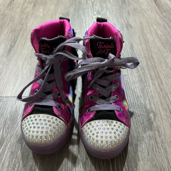 Skechers Shoes Kids High Top Sneakers Twinkle Toes Rainbow - Picture 2 of 5